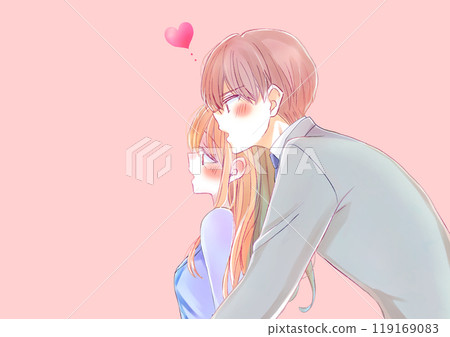 Male and female office workers hugging each other Male and female office workers hugging each other 119169083