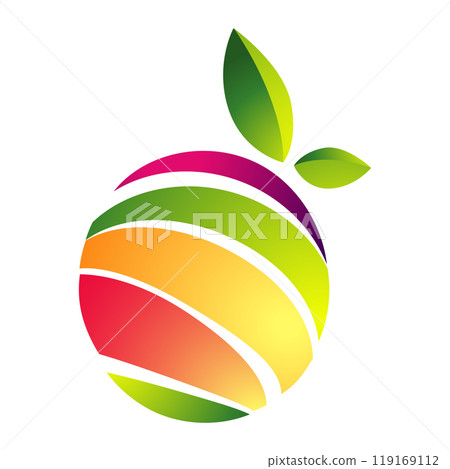 Multicolored apple picture cutting on slices 119169112