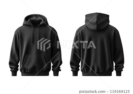 Mock up men's black hoodie, from two sides for your design 119169125
