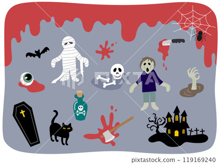 A set of cute horror illustrations for Halloween 119169240
