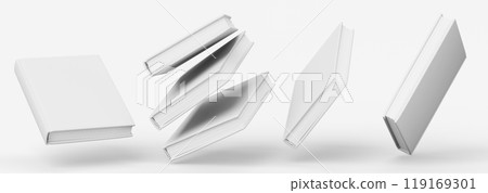 3d template of blank paper book with white cover isolated render icon set. Flying stack of literature, closed textbook mock up with empty hardback in front, side and angle view. 3D illustration 3d template of blank paper book with white cover isolated render icon set. Flying stack of literature, closed textbook mock up with empty hardback in front, side and angle view. 3D illustration 119169301
