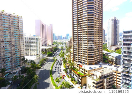 從高層欣賞夏威夷威基基的城市景觀 119169335