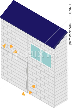 具有外牆翹曲、抬升症狀的房屋等距影像素材 具有外牆翹曲、抬升症狀的房屋等距影像素材 119169611