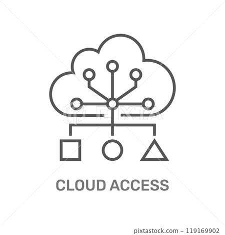 Represents cloud access, symbolizing a cloud structure connecting various elements that indicate data or systems. It illustrates the concept of remote data access and cloud connectivity. Represents cloud access, symbolizing a cloud structure connecting various elements that indicate data or systems. It illustrates the concept of remote data access and cloud connectivity. 119169902