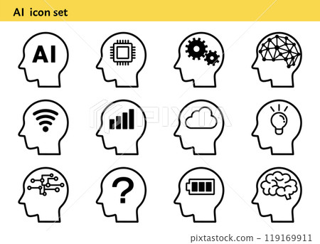 Artificial intelligence icon set (monochrome) 119169911
