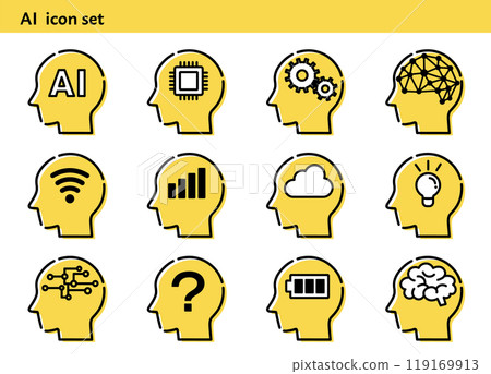 Artificial intelligence icon set (2 colors) 119169913