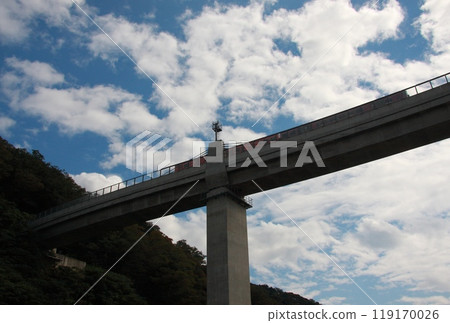 Blue sky with white clouds and Amarube Bridge Blue sky with white clouds and Amarube Bridge 119170026