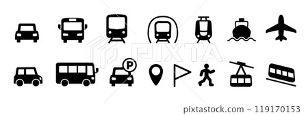 Simple icon set for vehicles Simple icon set for vehicles 119170153
