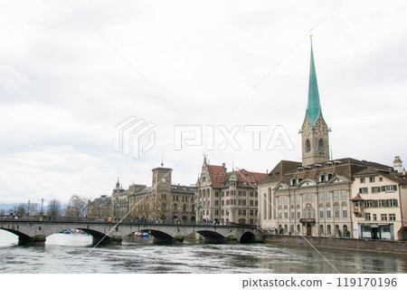 Scenic summer view of the Old Town architecture of Zurich Scenic summer view of the Old Town architecture of Zurich 119170196