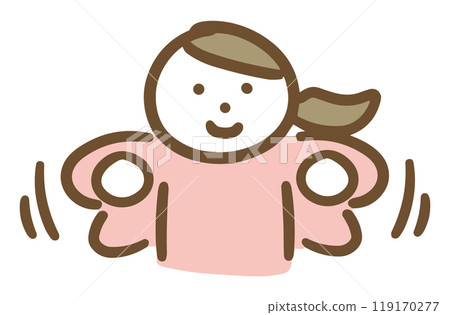 穿著休閒服的興奮的年輕女子（上身，正面） 119170277