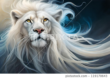 Majestic spiritual white tiger glowing blue lights. 119170643