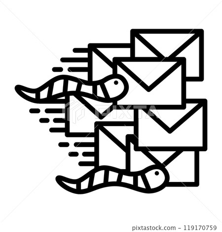 Mass spam mail and worm icon. 119170759