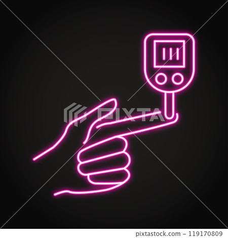 Blood sugar level test neon icon Blood sugar level test neon icon 119170809