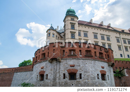 Ancient facade of the building Wawel Castle City of Krakow Poland Ancient facade of the building Wawel Castle City of Krakow Poland 119171274