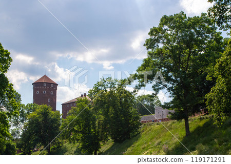 Ancient facade of the building Wawel Castle City of Krakow Poland 119171291