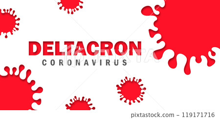 DELTACRON inscription on a white background. A new version of the coronavirus infection. Deltacron variant of COVID-19 from omicron and delta version. World Health Organization WHO . 119171716