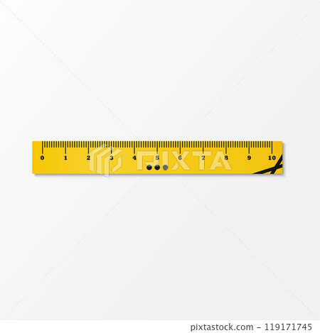 Ruler. Black and yellow color. Vector illustration clipart. Realistic mockup in corporate colors. EPS 10. Isolated. Ruler. Black and yellow color. Vector illustration clipart. Realistic mockup in corporate colors. EPS 10. Isolated. 119171745