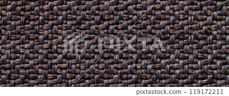 Texture dark brown and black background from woven textile material with wicker pattern, macro. Vintage umber fabric Texture dark brown and black background from woven textile material with wicker pattern, macro. Vintage umber fabric 119172211