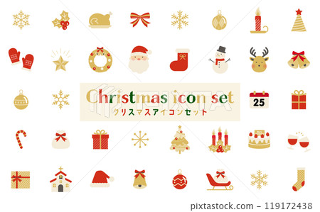 Christmas icon set Christmas color 119172438