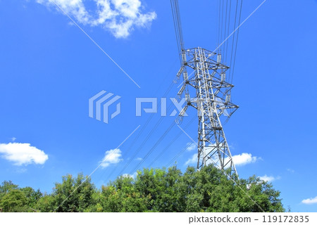 power lines and transmission towers power lines and transmission towers 119172835