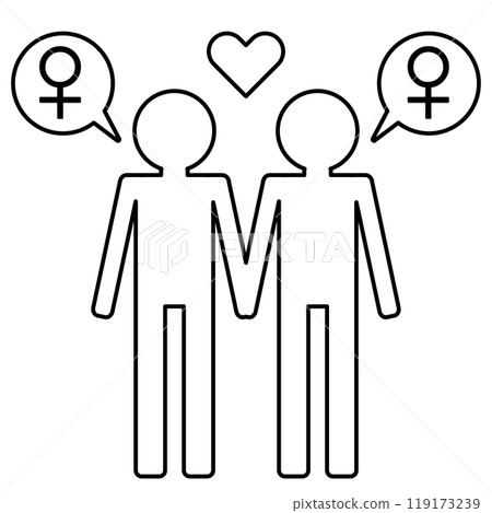 Lesbian same-sex couple character icon 119173239
