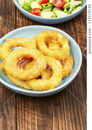 Crispy calamari rings. Crispy calamari rings. 119174140
