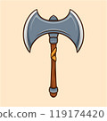 Large Medieval Axe Wooden Handle Cartoon 119174420