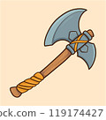 Large Medieval Axe Wooden Handle Cartoon 119174427