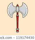 Large Medieval Axe Wooden Handle Cartoon 119174430