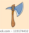Large Medieval Axe Wooden Handle Cartoon 119174432