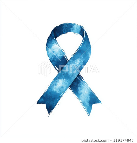 Blue ribbon, symbol of diabetes awareness and support. Illustration 119174945