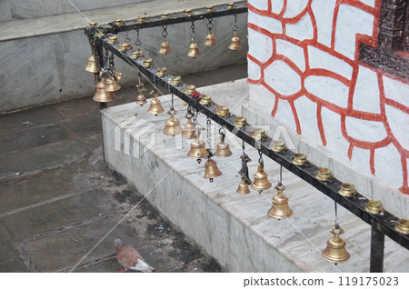 Bell and candlestick, Barahi Temple, Pokhara, Nepal, Phewa Lake 119175023