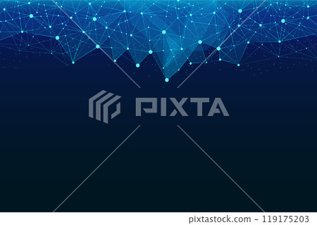 Vector illustration. Blue landscape of connected lines forms calm digital pattern, invoking sense of technological order and beauty. 119175203