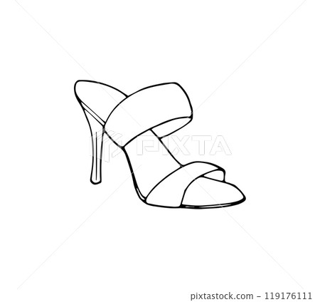 High heel shoe. Hand-drawn womens footwear,  high heel shoes. fashion design, Ladies shoes, and sandal  design 119176111