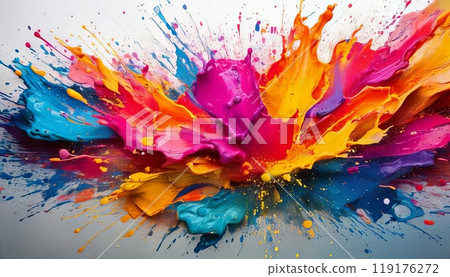 AI image: Colorful paint splatter background 119176272