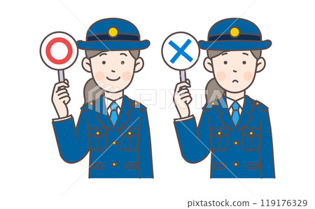 拿著標記和十字架的女警 拿著標記和十字架的女警 119176329