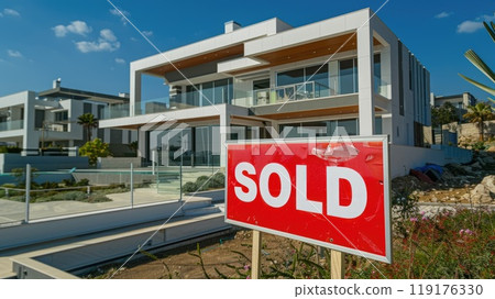 real estate offer with sold sign real estate offer with sold sign 119176330