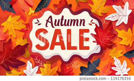 autumn sale seasonal banner with leaves illustration 119176350