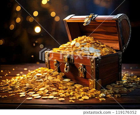 [AI圖]裝滿金銀財寶的寶箱 119176352