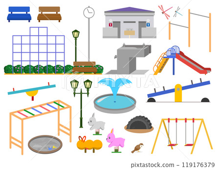 A set of playground equipment and facilities for the park A set of playground equipment and facilities for the park 119176379