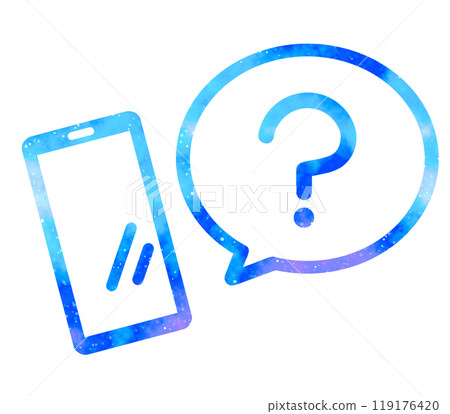 Marble starry sky | Question mark and smartphone Marble starry sky | Question mark and smartphone 119176420