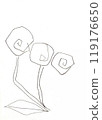 Three roses drawn by pencil 119176650