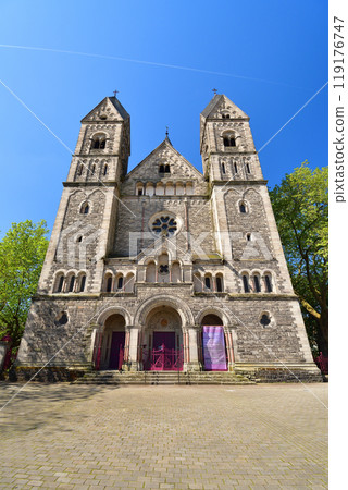 Metz, France. The Temple Neuf seen from the Place de la Comedie on May 10, 2024. Metz, France. The Temple Neuf seen from the Place de la Comedie on May 10, 2024. 119176747