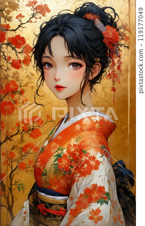 A woman in a kimono 119177049