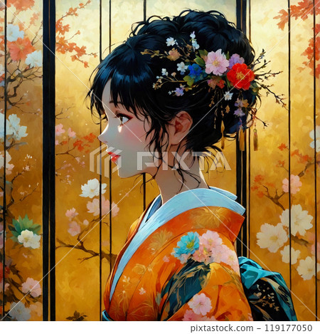 A woman in a kimono 119177050
