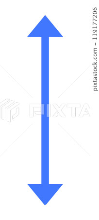 Blue double arrow pointing up and down against a white background. Ideal for navigation, instructions, user interfaces, directional signs, guidance. Simple minimalist design style Blue double arrow pointing up and down against a white background. Ideal for navigation, instructions, user interfaces, directional signs, guidance. Simple minimalist design style 119177206