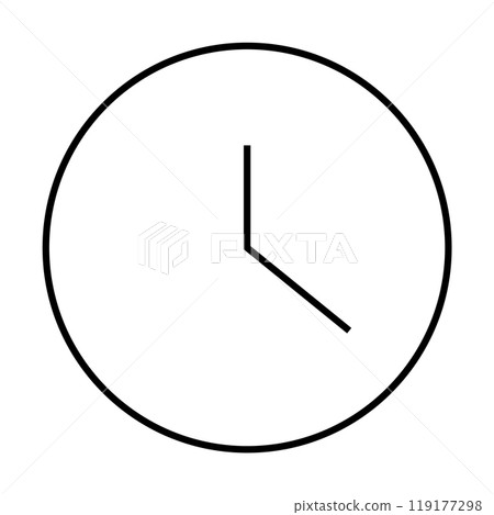A basic black clock with hour and minute hands against a white backdrop. Ideal for themes of simplicity, time management, punctuality, minimalism, and modern design. Clean, line art, minimal A basic black clock with hour and minute hands against a white backdrop. Ideal for themes of simplicity, time management, punctuality, minimalism, and modern design. Clean, line art, minimal 119177298