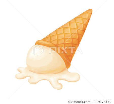Ice cream cone that fell down, hand drawn isolated illustration Ice cream cone that fell down, hand drawn isolated illustration 119178159