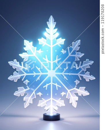 Snowflake on a blue background, with shine and glitter, copy space. Winter, New Year, Christmas 119178208