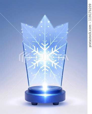 Snowflake on a blue background, with shine and glitter, copy space. Winter, New Year, Christmas 119178209
